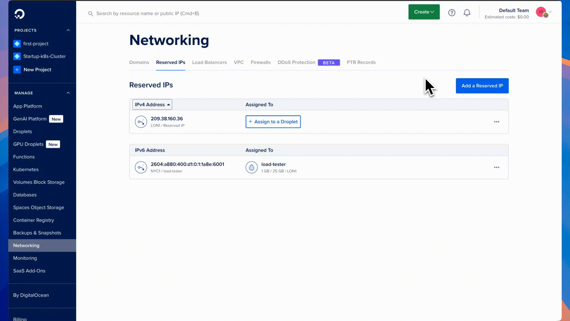 Reserved IPv6 on Droplets