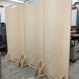 Three plywood free standing panels for displaying artwork or crafts