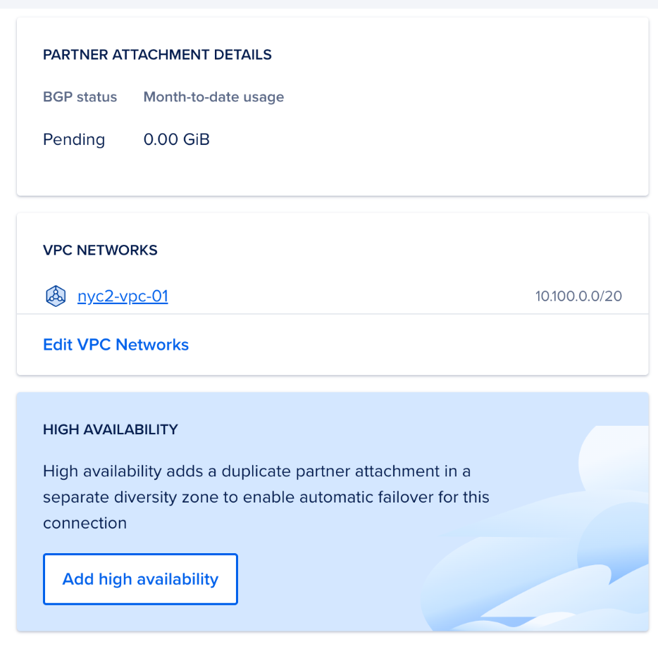 Partner Network Connect high availability